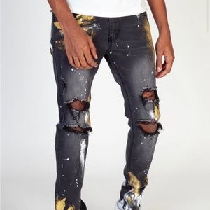 KDNK 11 4 14 11 Ripped Jeans with Gold Paint